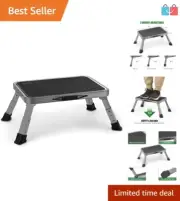 Sturdy 1-Step Ladder Stool with Portable Design & High Weight Capacity 330 lbs