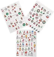 PACKOVE 3 Sheets Christmas Nail Art Stickers with Santa Snowman and for Holiday DIY Manicure Decorations Durable and Easy to Apply