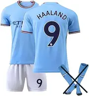 KARFRI No.17 DE Bruyne/No.9 haaland Jersey Kids/Adults Soccer Training Jersey Sets Fan Jersey Sets Best Kids Birthday Gifts,28-B(no Socks)