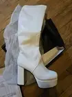 Lomada Whatta Showdown White Calf High Platform Boots Size 10 Sabrina Carpenter