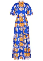 Borgo DE Nor Posie Printed Cotton Maxi Dress - Blue - 12 (UK12 / M) 12 (UK12 / M)