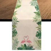 Summer Flamingo Table Runner,Seasonal Spring Summer Green Plants Holiday Kitc...