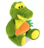 DolliBu Happy Easter Sitting Green Alligator Stuffed Animal Carrot Plush,12 Inch