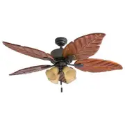 Royal Palm, 52 Inch Tropical LED Ceiling Fan with Light, Pull Chain, Three Mo...