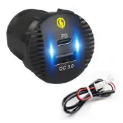 36W QC 3.0 USB Type-C Car Fast Charging Charger Socket Adapter Dual-chip Output (for: Smart)