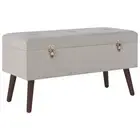 Velvet Storage Ottoman Bench Foot Rest Stool Blanket Linen Box Seat Large Grey
