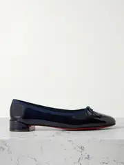 [Christian Louboutin] Christian Louboutin - Sweetie Jane Patent-leather Flats - Navy - IT42 IT 42 Blue