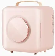 MegLob Mini Beauty Makeup Fridge, Mask Lipstick Perfume Cooler, Household Dresser Desktop Cosmetic Storage Box - with Mask Heating Compartment And Drawer,Pink