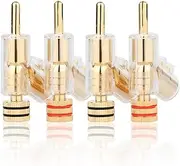 Byttlerom 4 Pcs HiFi Gold Plated Lockable Speaker Cable Banana Plug Connector Audio Amplifier Speaker Wire Connector Easy Install