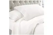 Kingtex 1500 Thread Count Crochet Lace Microfibre Sheet Set Double White/White