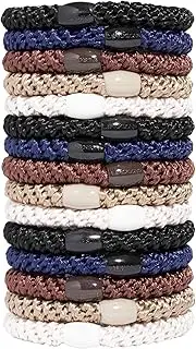 L. Erickson Grab & Go Ponytail Holders, Neutral, Set of Fifteen - Exceptionally Secure with Gentle Hold