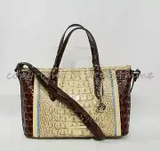 NWT Brahmin Mini Asher Leather Satchel/Shoulder Bag in Sand Santana