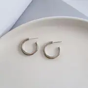 Open Hoop Earrings 1 Pair - Studded Earring - Silver - One Size