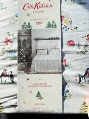 Cath Kidston FULL Cotton Christmas ~ Penguin Dogs Owls Polar Bear ~ Sheet Set