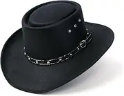 [WESTERN EXPRESS] Western Pinch Front Faux Felt Cowboy Hat with Gold Band - Black, Brown, Pink S,M,L,XL