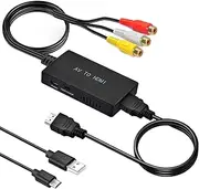 RCA to HDMI Converter,AV to HDMI Adapter,RCA to HDMI Composite Audio Video Converter for PS1, PS2, PS3, STB, Xbox, VHS, VCR,Black-Ray DVD Players…