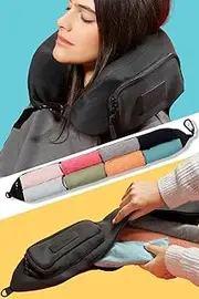 PAGONGO TRAVELLERO Neck Pillow, Fillable, Travel Gadgets Plane, Flight Gadgets, Travel Accessories, The Secret Pillow, Fillable Neck Pillow, Neck Pillow, Aeroplane Fillable, Black, M