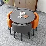 Office Reception Room Club Table and Chair Combination，Dining Table with 4 Chairs,Negotiation Table and Chair, Modern Conference Room Coffee Table with Chair (Color : B Orange Gray)