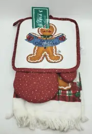 Cecil Saydoh Collection 3 Piece Christmas Towel Potholder Oven Mitt NWT New