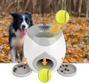 Pet Tennis Ball Toy, Pet Feeder Fetch Tennis Ball Dog Interactive Throwing Ball Machine Puzzle Toy for for Dog IQ Training—2 Balls