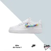 在飛比找蝦皮商城優惠-NIKE AIR FORCE 1 LOW GS 彩虹編織 大