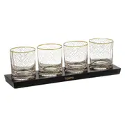 4pc Tempa Winston Spirits Tasting Flight 305ml Crystal Glass w/ Storage Set