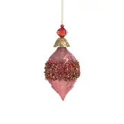 Plastic Burgundy Gold Crusted hanging Cone 12.7cm