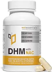 DHM with NAC - 300mg N-Acetyl-Cysteine, 350mg Dihydromyricetin x 60 Capsule - Max Strength WelEssentials Supplement - for Hangovers, Morning Recovery, Liver Support