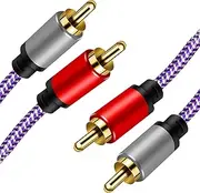 tunghey 2 RCA Cables, 2RCA Male to 2RCA Male Stereo Audio Cable Nylon Braided, Double Shielded RCA to RCA Audio Cable for Home Theater Amplifier Hi-Fi System Car Audio Speaker (0.5M)