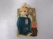 Vtg Takahashi Male Bunny Rabbit in Overalls Ceramic Light Switch Plate Cover