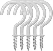 25 Pack Cup Hook Ceiling Hooks, 2.9 Inches, FineGood Vinyl Coated Screw Hanger for Indoor and Outdoor Use - White