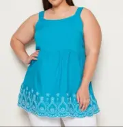 Autograph Embroidered Tank Top Shirred Embroidered Peplum Tank Top size 26 BNWT