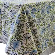 Kolka Senetti Hand Block-Printed & Sreen-Printed Textiles Tablecloth - Green