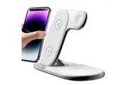 3-in-1 Wireless Travel Charging Station, 15W Fast Wireless, for iPhone 14-11/XR/XS/Max/Plus, Air Pods,iWatch Series 8 -2, Samsung S23/22(White)