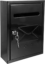 YARNOW Locking Wall Mounted Mailbox Vintage Metal Post Box for Outdoor Use Retro Letter Box with Storage Capacity for Letters and Newspapers for Garden and Home