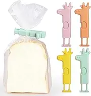 Geepen Sealing Clips for Bread, 4 Pcs Press Lock Food Clips, Cute Bag Clips Airtight, Chip Clips for Snacks, Coffee, and Pantry Storage