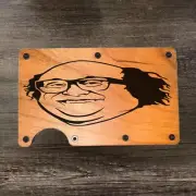 Wood Wallet Minimalist Laser Engraved with Danny Devito