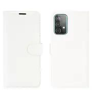 For Samsung Galaxy A52 5G / 4G Lychee Folio Protective Case, Kickstand, Wallet, White