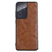 2PC Case for Samsung Galaxy S21 Cross Pattern PU Leather Cover Phone Funda Coque Capa