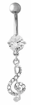 Belly Button Ring Navel Music Note Body Jewelry Dangle 14 Gauge