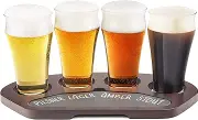 Final Touch Craft Beer Flight Set with Solid Wood & Slate Serving Board