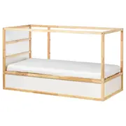 KURA Reversible bed, white, pine, Single