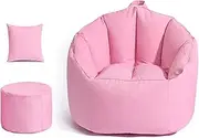UYSOFRCV Sack Bean Bag Chair Cover for Kids and Adults (No Beans), Premium Cotton Linen Stuffable Memory Foam Beanbag Sofa Replacement Cover, Without Filling,Pink