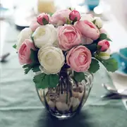 Pink&white 10 Heads Artificial Flowers Silk Peony Bouquet Rose Wedding Home Party Decor AU