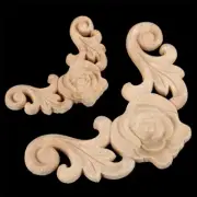 Rose Floral Patterns Wooden Carved Corner Applique Furniture Decor 8*8cm/10*10cm