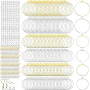 Hicarer 580 Pcs Earring Making Kit Earring Hoops for Jewelry Making 180 Pcs Round Beading Hoops Earring Findings Components with 200 Silicone Earring Backs 200 Earring Hooks for DIY Craft, 3 Sizes