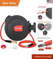 Air Compressor Hose Reel Hybrid 3/8 Inch 50 Feet retractable swivel mount