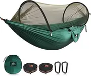 NATUREFUN Ultra-Light Travel Camping Hammock Pop-up Bug Net Hammock 300kg Load Capacity,Breathable,Quick-Drying Parachute Nylon 2 Premium Carabiners,2 Tree Slings Included Outdoor Backpacking Hiking