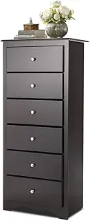 Giantex Chest of 6 Drawers, Free Standing Storage Cabinet with Metal Handles, Classic Home Furniture, Wooden Storage Dresser Tallboy Cabinetfor Hallway Living Room Bedroom, Brown
