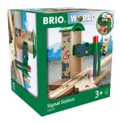 Brio World 33674 - Signal Station | 2-Piece Interactive Wooden Toy Train Acce...